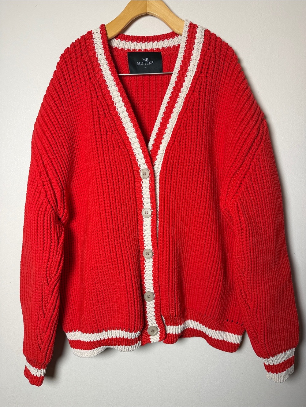 I Love Mr Mittens Chunky Knit Oversized Cardigan Sweater Size L